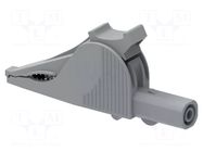 Crocodile clip; 36A; grey; Grip capac: max.40mm; Socket size: 4mm ELECTRO-PJP