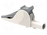 Crocodile clip; 36A; white; Grip capac: max.40mm; Socket size: 4mm ELECTRO-PJP
