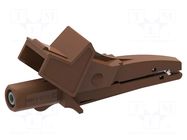 Crocodile clip; 10A; brown; Grip capac: max.22mm; Socket size: 4mm ELECTRO-PJP