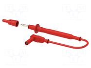 Test lead; 36A; probe tip,banana plug 4mm; Len: 1m; red; Ø: 4mm ELECTRO-PJP