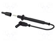 Test lead; 36A; probe tip,banana plug 4mm; Len: 1m; black; Ø: 4mm ELECTRO-PJP