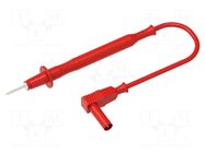 Test lead; 12A; probe tip,banana plug 4mm; Len: 1m; red; Ø: 2mm ELECTRO-PJP