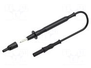 Test lead; 12A; probe tip,banana plug 4mm; Len: 1m; black; Ø: 4mm ELECTRO-PJP