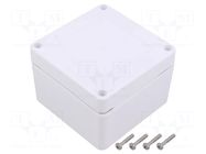 Enclosure: multipurpose; X: 90mm; Y: 90mm; Z: 60mm; ZP; ASA; white KRADEX