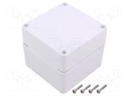 Enclosure: multipurpose; X: 90mm; Y: 90mm; Z: 75mm; ZP; ASA; white KRADEX