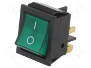 ROCKER; DPST; Pos: 2; OFF-ON; 16A/250VAC; green; neon lamp; 230V ORNO