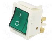 ROCKER; DPST; Pos: 2; OFF-ON; 16A/250VAC; green; neon lamp; 230V ORNO