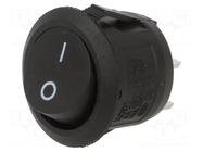 ROCKER; SPST; Pos: 2; OFF-ON; 6A/250VAC; black; none; Body: black ORNO