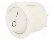 ROCKER; SPST; Pos: 2; OFF-ON; 6A/250VAC; white; none; Body: white ORNO