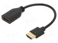 Cable; HDMI socket,HDMI plug; PVC; HDMI 2.0; 0.1m; black; Core: Cu GOOBAY