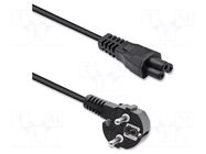 Cable; 3x1mm2; CEE 7/7 (E/F) plug angled,IEC C5 female; PVC QOLTEC