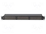 Patch panel; black; Number of ports: 48; Standard: 19"; Cat: 6; RACK LANBERG