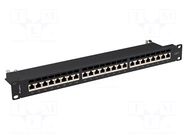 Patch panel; black; Number of ports: 24; Standard: 19"; Cat: 7; RACK LANBERG