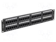 Patch panel; black; Number of ports: 48; Standard: 19"; Cat: 6; RACK LANBERG