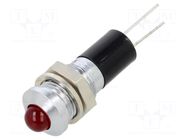 Indicator: LED; prominent; red; 24VDC; Ø8mm; for PCB; brass MENTOR