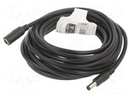 Cable; DC 5,5/2,5 plug,DC 5,5/2,5 socket; straight; black; 5m GOOBAY