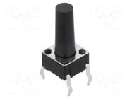 Microswitch TACT; SPST; Pos: 2; 0.05A/12VDC; THT; 1.57N; 6x6x3.5mm CONNFLY