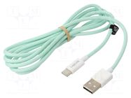 Cable; USB 2.0; USB A plug,USB C plug; 1.5m; green; 480Mbps; 60W LOGILINK