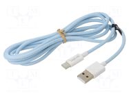 Cable; USB 2.0; USB A plug,USB C plug; 1.5m; blue; 480Mbps; 60W; 3A LOGILINK