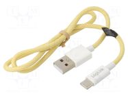 Cable; USB 2.0; USB A plug,USB C plug; 500mm; yellow; 480Mbps LOGILINK
