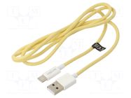 Cable; USB 2.0; USB A plug,USB C plug; 1m; yellow; 480Mbps; 60W; 3A LOGILINK