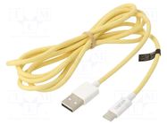 Cable; USB 2.0; USB A plug,USB C plug; 1.5m; yellow; 480Mbps; 60W LOGILINK
