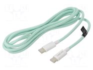 Cable; USB 2.0; USB C plug,both sides; 1.5m; green; 480Mbps; 60W LOGILINK