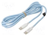 Cable; USB 2.0; USB C plug,both sides; 1.5m; blue; 480Mbps; 60W; 3A LOGILINK
