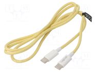 Cable; USB 2.0; USB C plug,both sides; 1m; yellow; 480Mbps; 60W; 3A LOGILINK