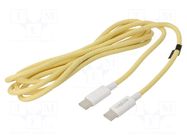 Cable; USB 2.0; USB C plug,both sides; 1.5m; yellow; 480Mbps; 60W LOGILINK