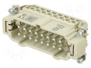 Connector: HDC; contact insert; male; 16A; 500V; Han E®; PIN: 16 HARTING