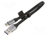 Cable; flat; USB A plug,USB C plug; 0.23m; black; 40W; 5A BASEUS