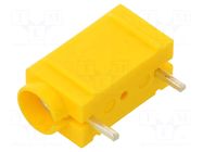Connector: 4mm banana; socket; 10A; 250VDC; yellow; silver plated DELTRON