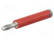 Connector: 4mm banana; plug; 19A; 30VAC; 60VDC; red; nickel plated STÄUBLI