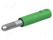 Connector: 4mm banana; adapter; 25A; green; 40.5mm; nickel plated STÄUBLI