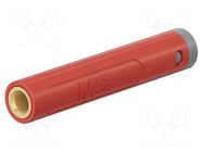 Connector: 4mm banana; socket; 30VAC; 60VDC; 19A; red; gold-plated STÄUBLI