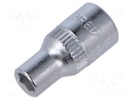 Socket; 6-angles,socket spanner; 5mm; 1/4"; tool steel; L: 25mm GEDORE