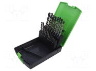 Drill set; high speed steel HSS-TiaIN; 28pcs; plastic cassette RECA