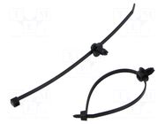 Cable tie; with fixing lugs; L: 200mm; W: 4.6mm; black; polyamide HELLERMANNTYTON