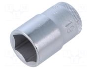 Socket; 6-angles,socket spanner; 19mm; 1/2"; tool steel; L: 40mm GEDORE