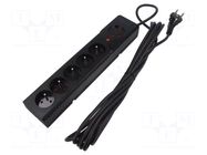 Plug socket strip: protective; Sockets: 5; 250VAC; 10A; black; 5m ARCON