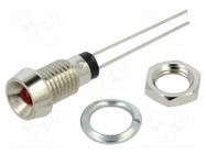 Indicator: LED; recessed; red; 2.1VDC; Ø6mm; MPR; metal; ØLED: 3mm BIVAR