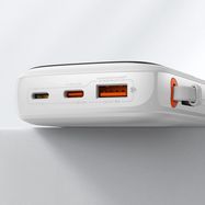 Baseus Qpow Digital Display powerbank with fast charging 10000mAh 22.5W QC/PD/SCP/FCP with built-in USB-C cable white, Baseus