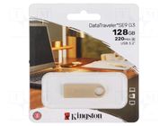 Pendrive; USB 3.2 Gen 1; 128GB; R: 220MB/s; W: 100MB/s; golden KINGSTON TECHNOLOGY