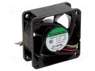 Fan: DC; axial; 12VDC; 60x60x25mm; 62m3/h; 41.7dBA; ball; 7500rpm SUNON