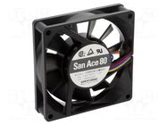 Fan: DC; axial; 12VDC; 80x80x20mm; 40.2m3/h; 25dBA; ball; 2300rpm SANYO DENKI