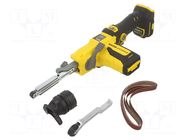 Belt sander; battery; grinding; 18VDC; Kit: grinding tape x3 STANLEY