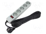 Plug socket strip: protective; Sockets: 5; 250VAC; 16A; white; 4.5m GEMBIRD