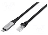 Cable; USB 3.2 Gen 1; RJ45 plug,USB C plug; nickel plated; 10m DIGITUS