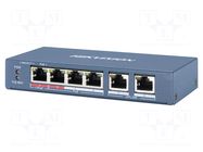 Switch PoE Ethernet; unmanaged; Number of ports: 6; 48VDC; DS-3E HIKVISION